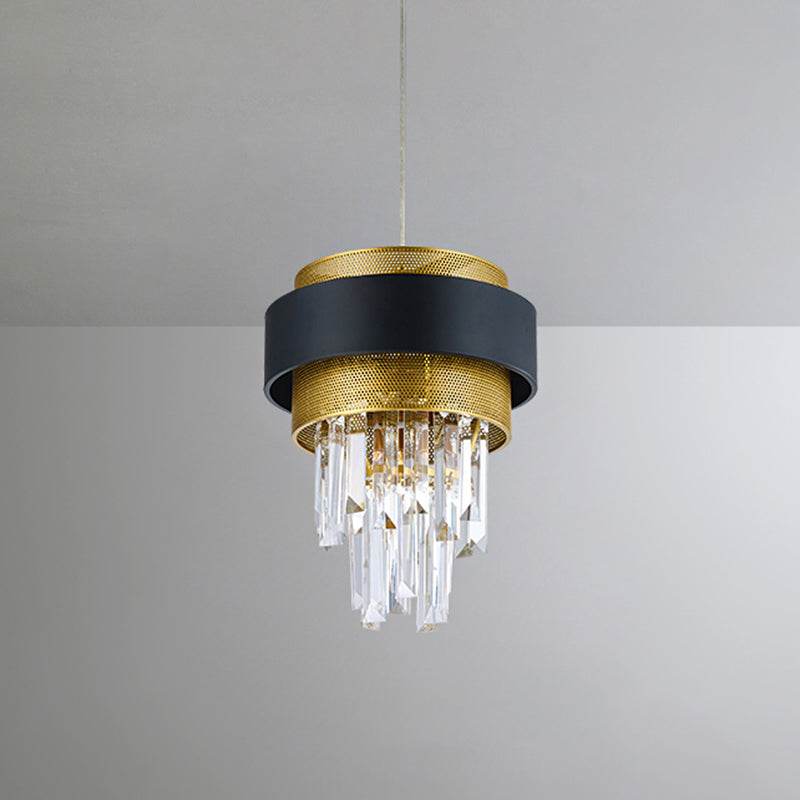 Modern Crystal Mini Pendant With Black And Gold Finish For Great Room Black-Gold
