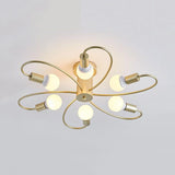 Metal Swirl Industrial Semi Flush Mount Lighting In Grey/Green - 3/6 Lights For Living Room Ceiling
