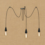 Swag Hanging Lamp - Industrial Style Pendant Light With Metal Bulb Holders In Black Finish