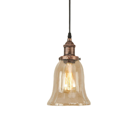 Industrial Clear Glass Bell Pendant Light With Bronze/Antique Brass/Copper Finish - Indoor Hanging