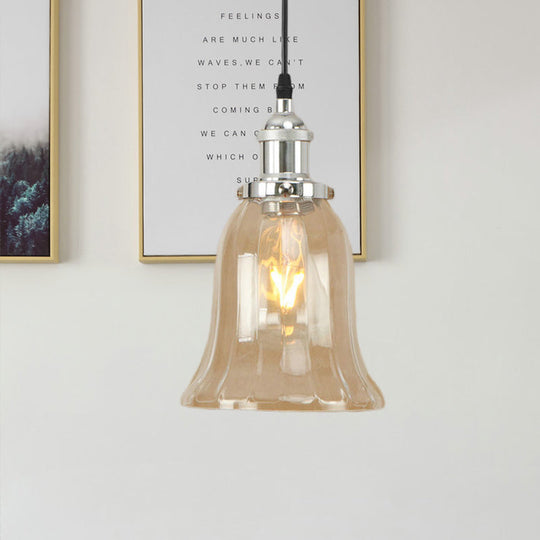 Industrial Clear Glass Bell Pendant Light With Bronze/Antique Brass/Copper Finish - Indoor Hanging
