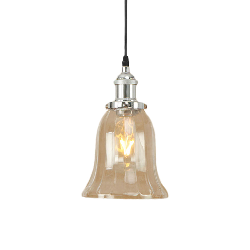 Industrial Clear Glass Bell Pendant Light With Bronze/Antique Brass/Copper Finish - Indoor Hanging