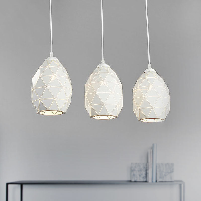Modern White Geometric Metal Pendant Light - 3-Light Indoor Hanging Ceiling Fixture With