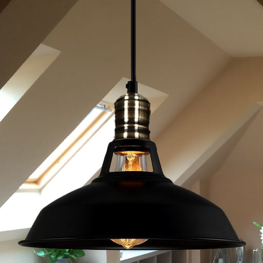 1-Head Barn Pendant Lighting Industrial Style Available In Black/White 10.5/12/15 Inch Diameter