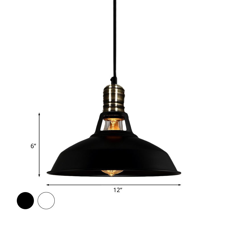 1-Head Barn Pendant Lighting Industrial Style Available In Black/White 10.5/12/15 Inch Diameter