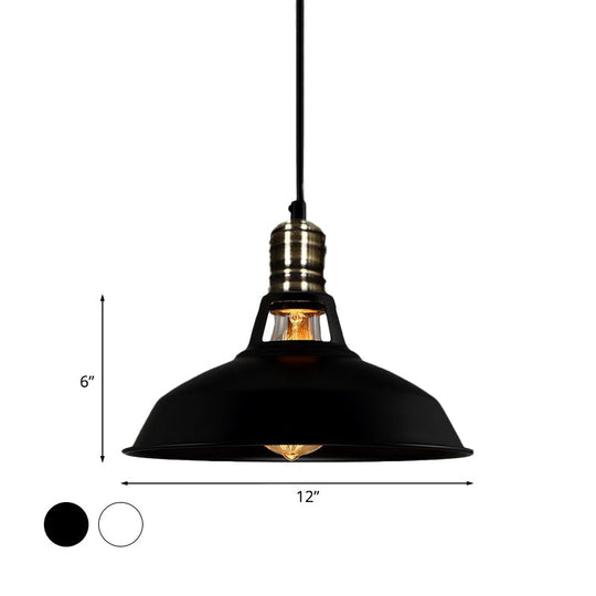 1-Head Barn Pendant Lighting Industrial Style Available In Black/White 10.5/12/15 Inch Diameter