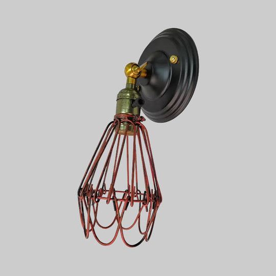 Farmhouse Style Wrought Iron Wall Sconce With Rotatable Lamp 1 Bulb Black/Bronze