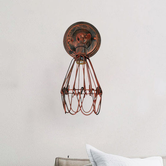 Farmhouse Style Wrought Iron Wall Sconce With Rotatable Lamp 1 Bulb Black/Bronze