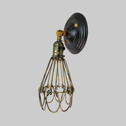 Farmhouse Style Wrought Iron Wall Sconce With Rotatable Lamp 1 Bulb Black/Bronze