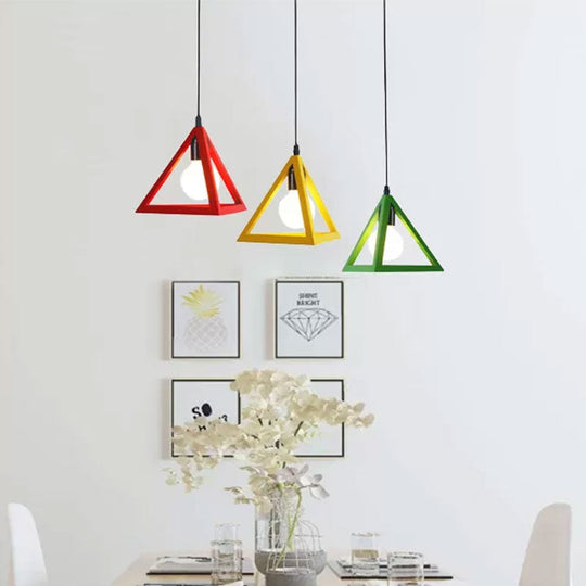 Retro Industrial Hanging Lamp With Wire Guard And Canopy In Black/White - 3 Heads Pendant Lighting