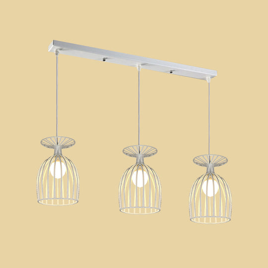 Cage Shade Pendant Light Fixture - Wine Glass & Metal Industrial Ceiling For Dining Room