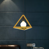 Retro Stylish Metal Hanging Lamp With Colorful Triangle Cage Shade Pendant Lighting For Living Room
