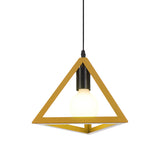 Retro Stylish Metal Hanging Lamp With Colorful Triangle Cage Shade Pendant Lighting For Living Room