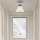 Industrial Clear Glass Ceiling Light In Black/Brass/Copper - Single Bulb Semi Flush Mount Chrome