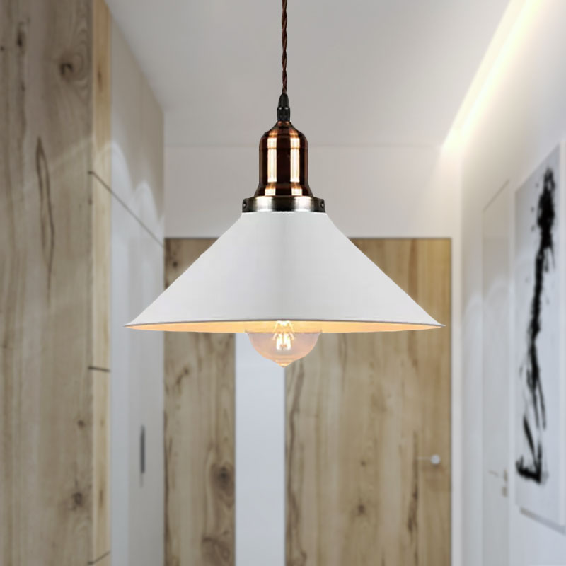 Stylish Metal Pendant Light With Cone/Saucer/Dome Shade - Loft Design In White Ideal For Restaurants