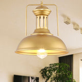 13/16 Wide Barn Shade Pendant Light: Industrial Gold-Style Hanging Lamp For Tables