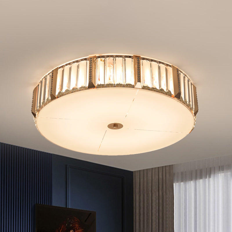 Contemporary Drum Crystal Flush Mount Lamp - 6/8 Bulbs Clear Rectangular - Cut Crystals