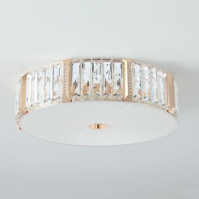Contemporary Drum Crystal Flush Mount Lamp - 6/8 Bulbs Clear Rectangular - Cut Crystals