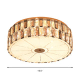 Modern Clear Crystal Drum Flush Light Fixture With 6 Bulbs - Elegant Bedchamber Ceiling Lamp