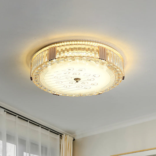 Modern Led Flush Mount Lamp With Rectangular - Cut Clear Crystals