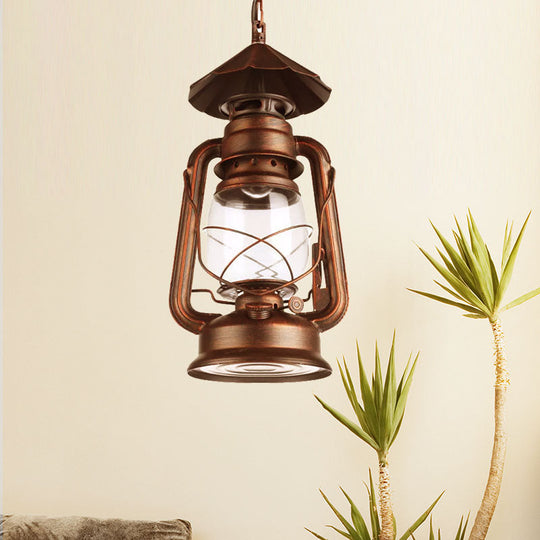 Industrial Single Light Pendant With Clear Glass And Vintage Finish For Indoor Use