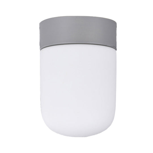 Modernist Metal & Frosted Glass Flush Mount Light - Pink/Gray Ceiling Lighting