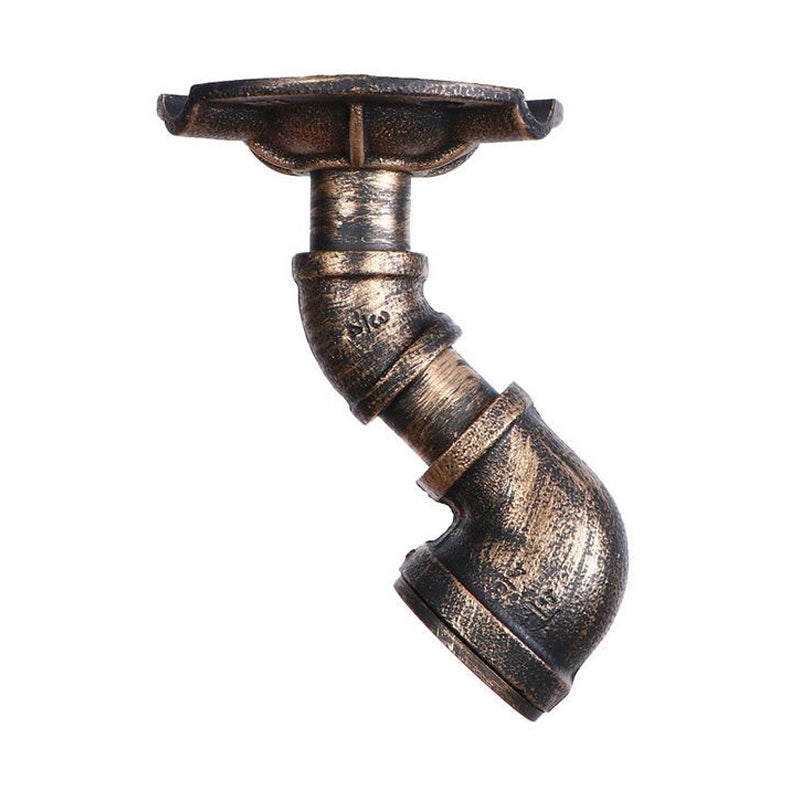 Rustic Industrial Antique Brass Water Pipe Ceiling Light With 1 Metal Semi Flush Mount - Perfect