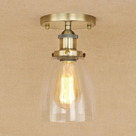 Semi Flush Mount Clear Glass Cone Industrial Ceiling Light Fixture With One Bulb In