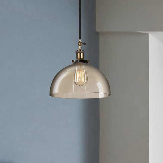 Brass Dome Pendant Ceiling Light With Clear Glass And 1 - Perfect For Dining Room