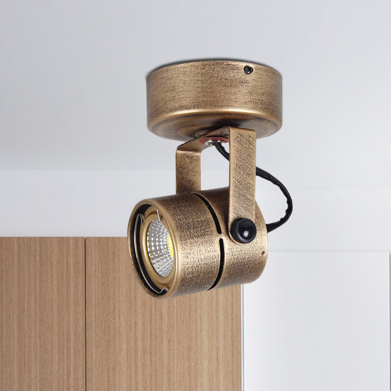 Antique Style Brass Ceiling Light Fixture - Metal Led Bedroom Semi-Flush Mount Adjustable 3’/5’