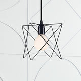 Modern Industrial Ceiling Light With Open Cage Shade In Black