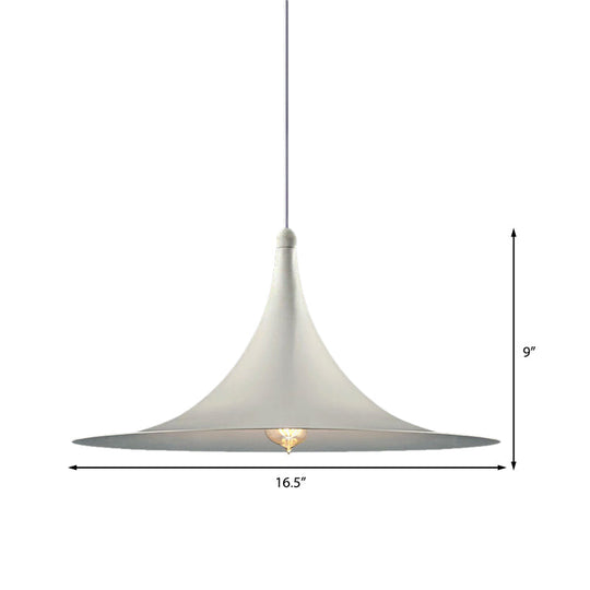 Contemporary Hanging Ceiling Light With Flared Shade - Metallic Pendant Lighting For Bedroom In