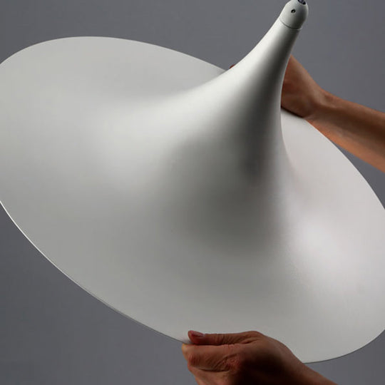 Contemporary Hanging Ceiling Light With Flared Shade - Metallic Pendant Lighting For Bedroom In