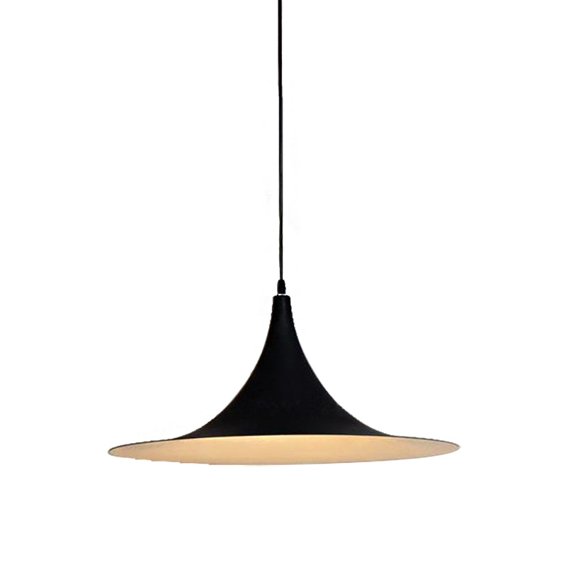 Contemporary Hanging Ceiling Light With Flared Shade - Metallic Pendant Lighting For Bedroom In