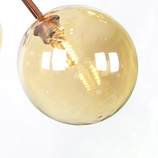 Vintage Copper Ceiling Chandelier With Glass Orb Shades - 3/9/12 Lights Branch Design Sizes