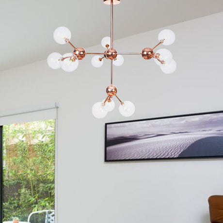 Vintage Copper Ceiling Chandelier With Glass Orb Shades - 3/9/12 Lights Branch Design Sizes