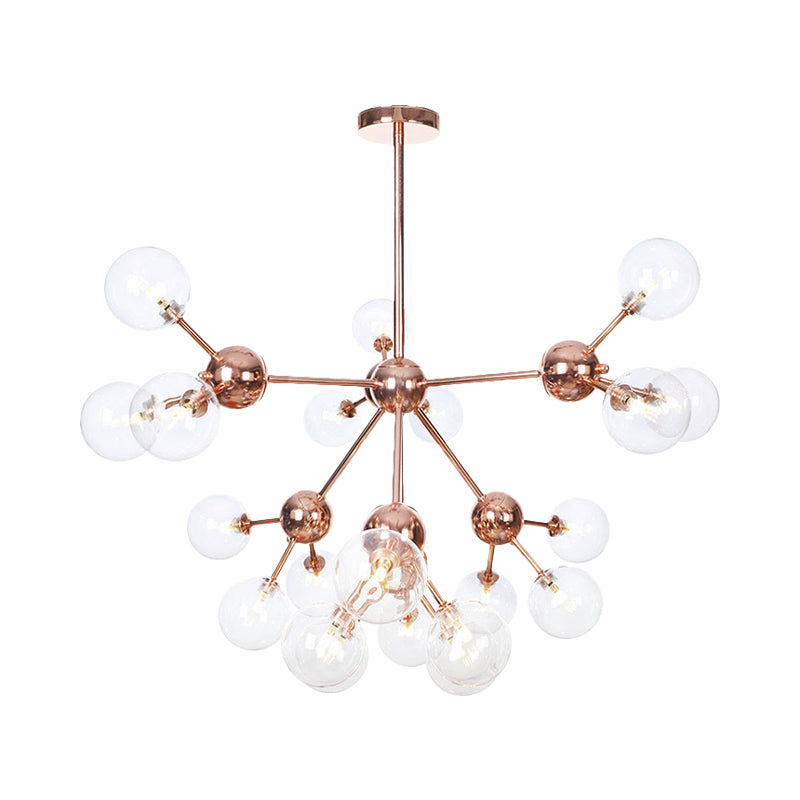 Vintage Copper Ceiling Chandelier With Glass Orb Shades - 3/9/12 Lights Branch Design Sizes