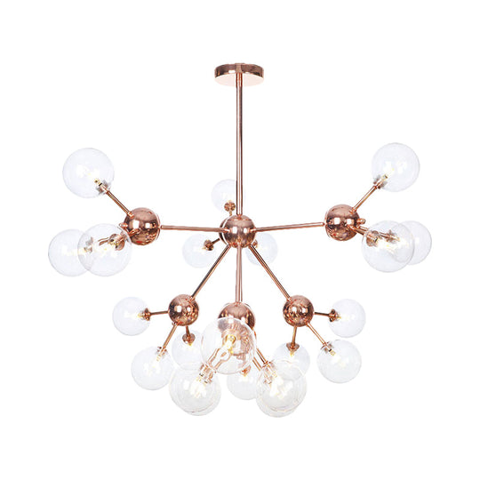 Vintage Copper Ceiling Chandelier With Glass Orb Shades - 3/9/12 Lights Branch Design Sizes