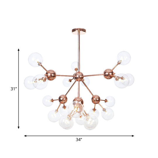 Vintage Copper Ceiling Chandelier With Glass Orb Shades - 3/9/12 Lights Branch Design Sizes