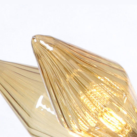Lustre en verre transparent/ambre diamant - Luminaire suspendu de cuisine industrielle (têtes 9/12/15) en chrome/or