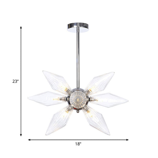 Lustre en verre transparent/ambre diamant - Luminaire suspendu de cuisine industrielle (têtes 9/12/15) en chrome/or