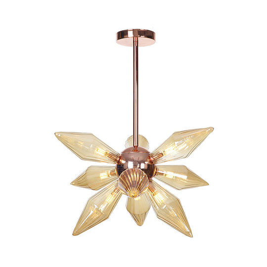 Sputnik Clear/Amber Glass Chandelier - 9/12/15 Bulbs Brass/Copper Finish Living Room Lighting