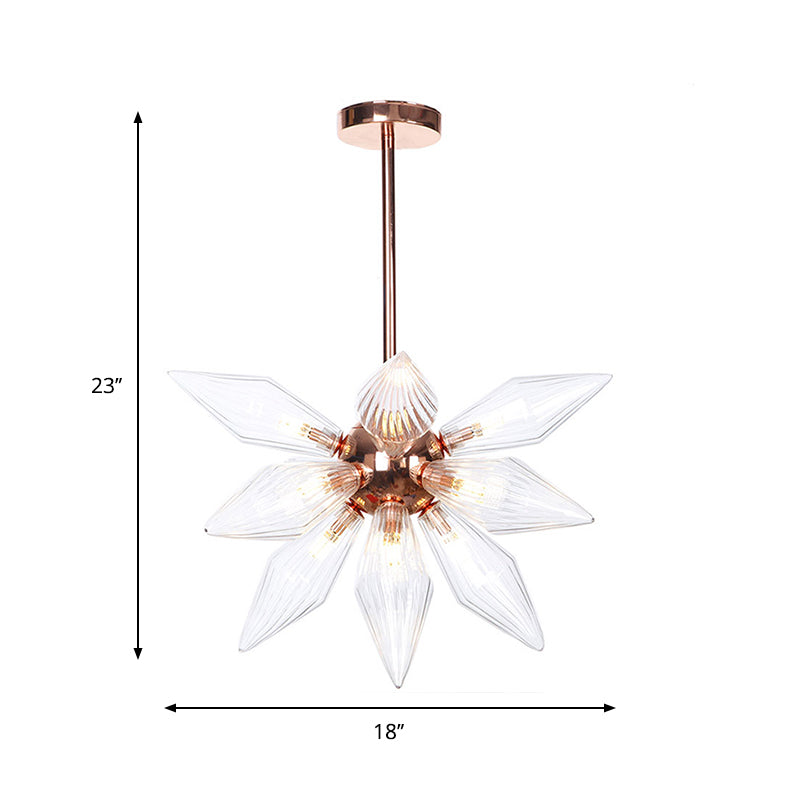 Sputnik Clear/Amber Glass Chandelier - 9/12/15 Bulbs Brass/Copper Finish Living Room Lighting