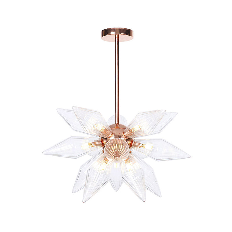 Sputnik Clear/Amber Glass Chandelier - 9/12/15 Bulbs Brass/Copper Finish Living Room Lighting