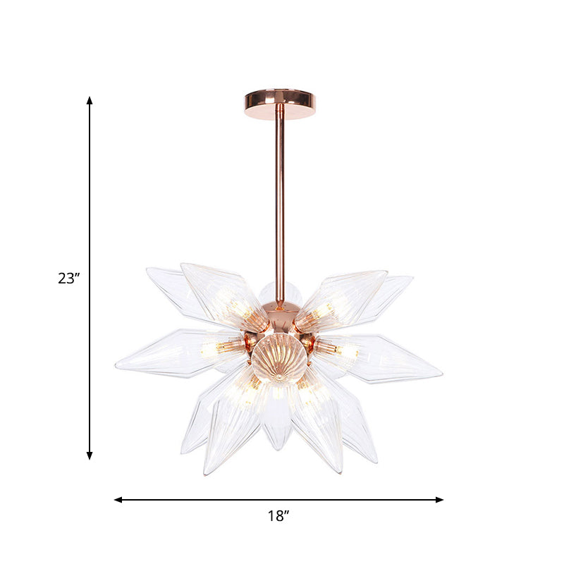Sputnik Clear/Amber Glass Chandelier - 9/12/15 Bulbs Brass/Copper Finish Living Room Lighting