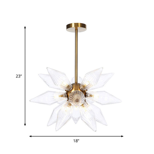 Sputnik Clear/Amber Glass Chandelier - 9/12/15 Bulbs Brass/Copper Finish Living Room Lighting