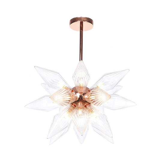 Sputnik Clear/Amber Glass Chandelier - 9/12/15 Bulbs Brass/Copper Finish Living Room Lighting