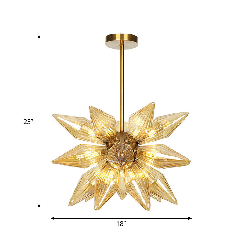 Sputnik Clear/Amber Glass Chandelier - 9/12/15 Bulbs Brass/Copper Finish Living Room Lighting