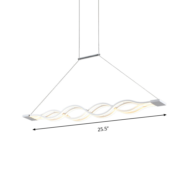 Modern Led Acrylic Ceiling Pendant Light Over Island (25.5/39) - White Wavy Design