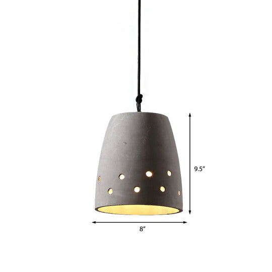 Industrial Domed Pendant Lighting In Grey - 1 Light Cement Ceiling Lamp